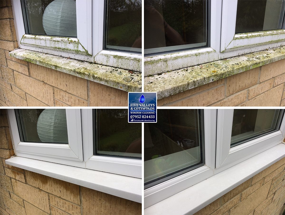 Window sills before and after cleaning