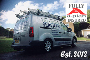 Our van with ladders on the roof, fully insured, established 2012